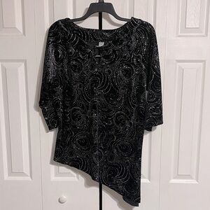 Women's Studio 1940 Black & Sparkled Velvet Blouse Top shirt size 18 / 20